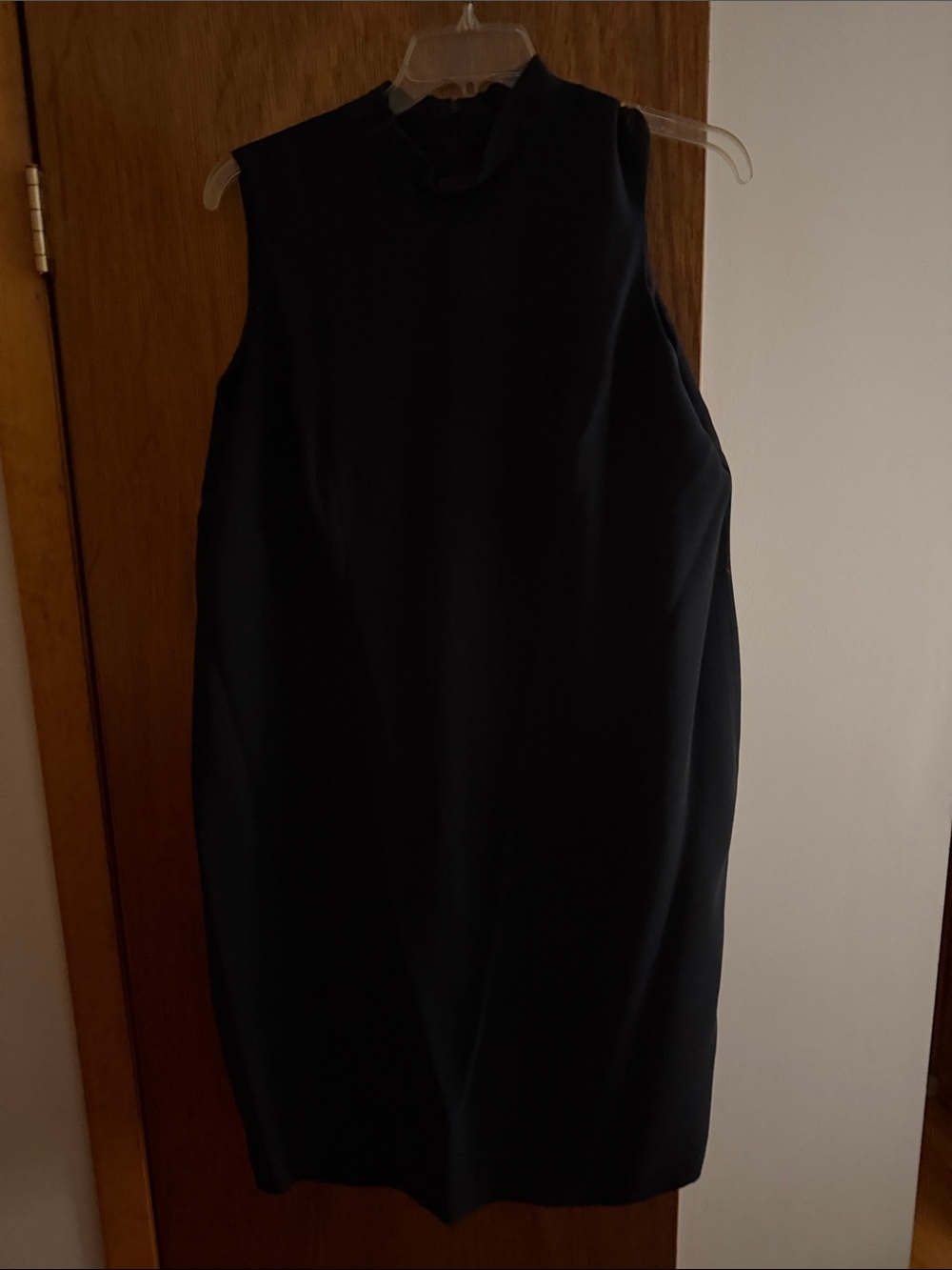 Jones New York Sleeveless Black Shift Dress with High Neck